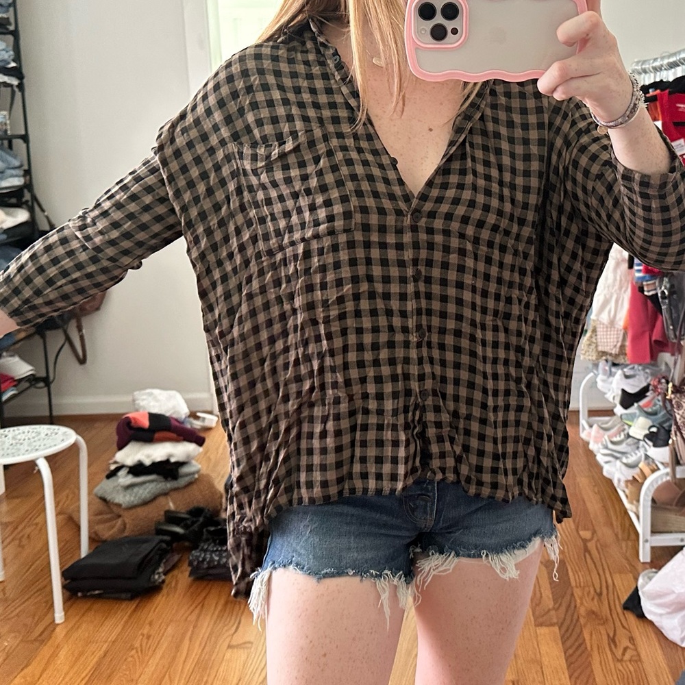 Oversized plaid shirt